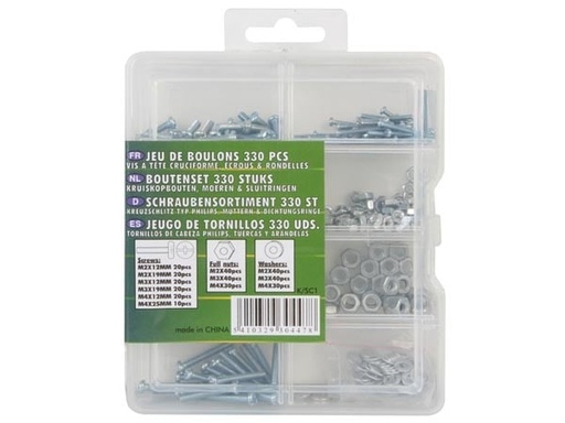 [VEL-K/SC1] Velleman BOLT SET 330 PCS (PHILIPS SCREWS, NUTS & WASHERS)